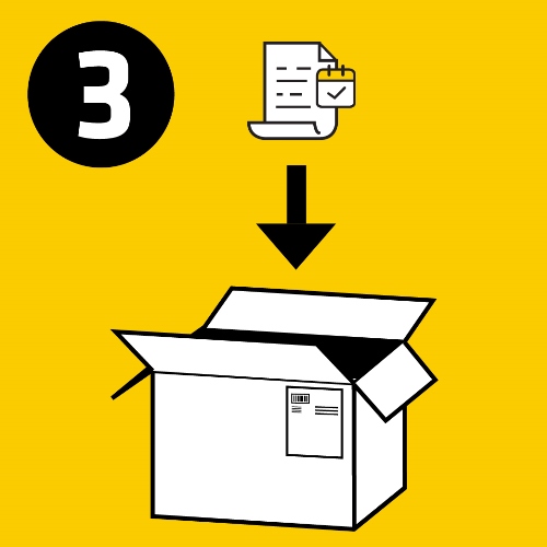 Step 3: Pack your return. Be sure to include return form inside box.